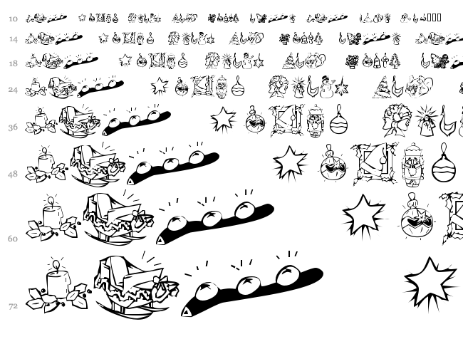 KR Christmas Dings 2004 font waterfall